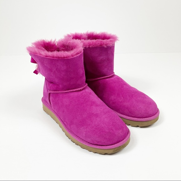 Ugg Mini Bailey Bow 2 Fuschia Pink Bootie 8 - Picture 6 of 10